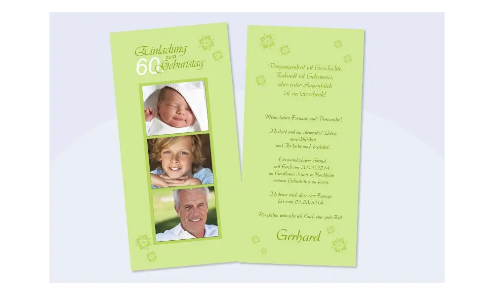 Karte Geburtstag Einladungskarte DIN Lang "Gerhard" in grün