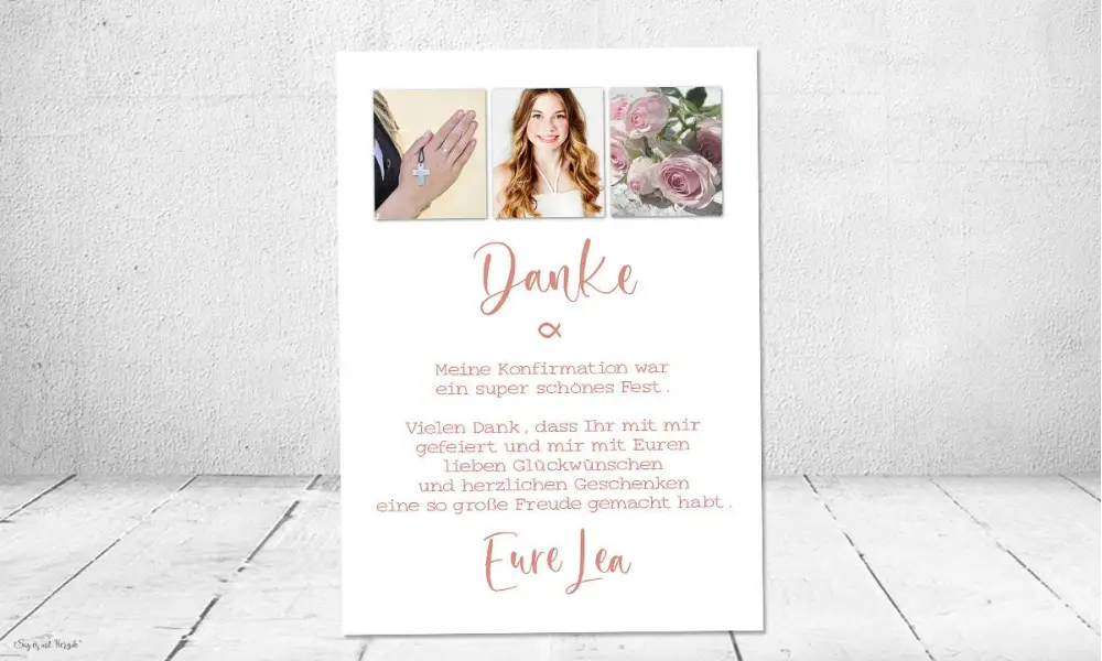 Dankeskarten Konfirmation rosegold