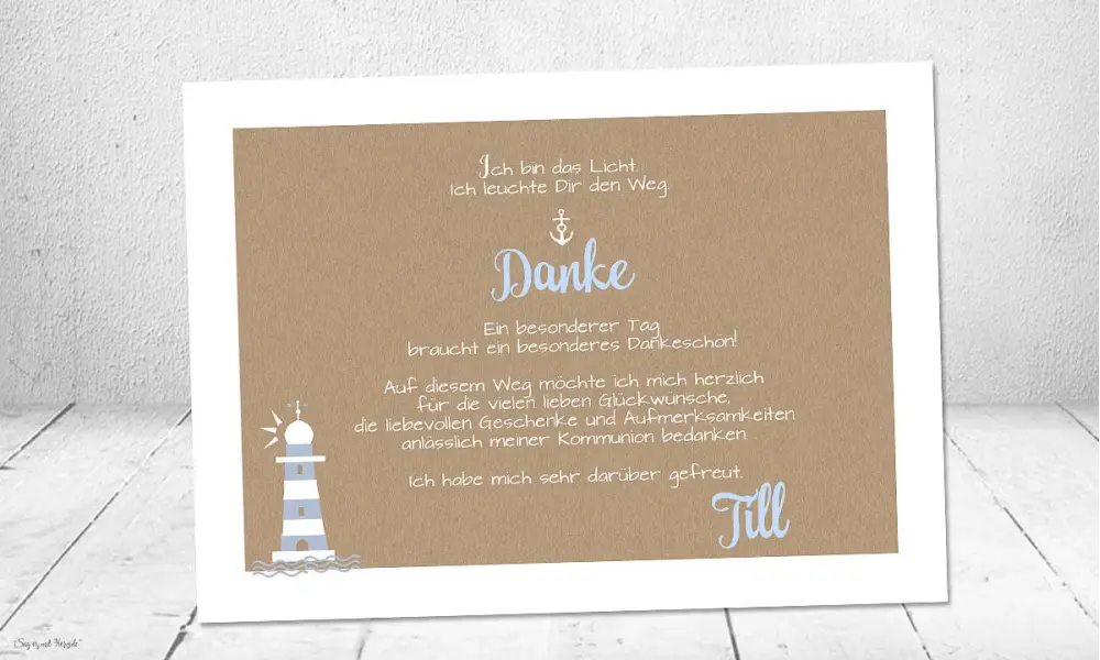 Dankeskarten Kommunion Leuchtturm