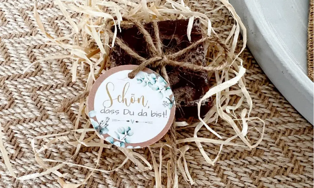 Button "Schön, dass Du da bist" für Ihr Gastgeschenk