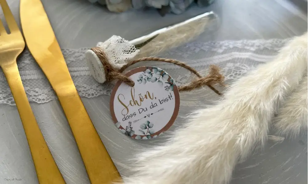 Button "Schön, dass Du da bist" für Ihr Gastgeschenk