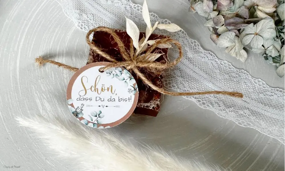 Button "Schön, dass Du da bist" für Ihr Gastgeschenk