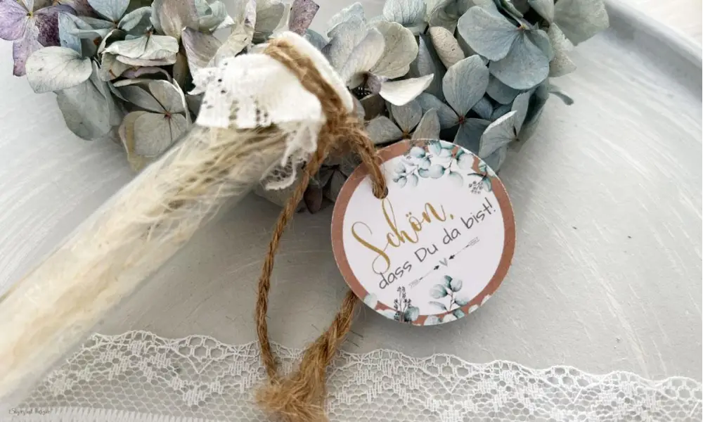Button "Schön, dass Du da bist" für Ihr Gastgeschenk