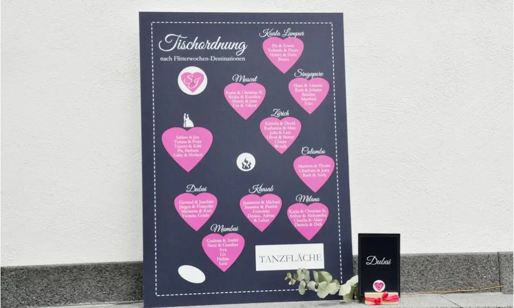 Sitzplan Tischplan Hochzeit