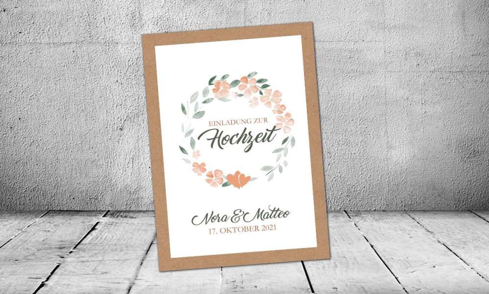 Einladungskarten Hochzeit Kraftpapier