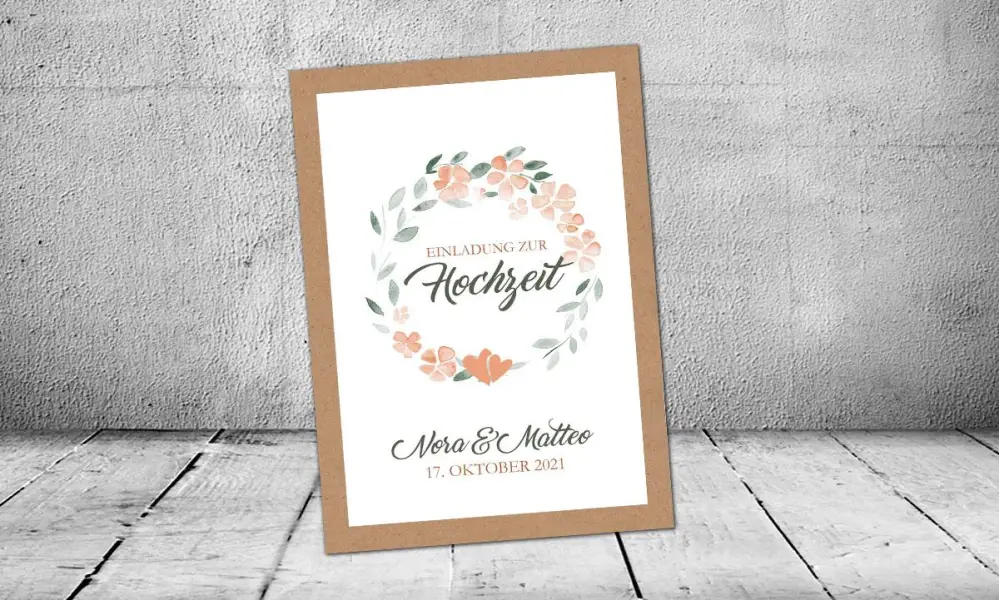 Einladungskarten Hochzeit Kraftpapier