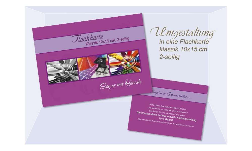 Umgestaltung Flachkarte Klassik, 10x15 cm, 2-seitig Umgestaltung Flachkarte Klassik, 10x15 cm, 2-seitig