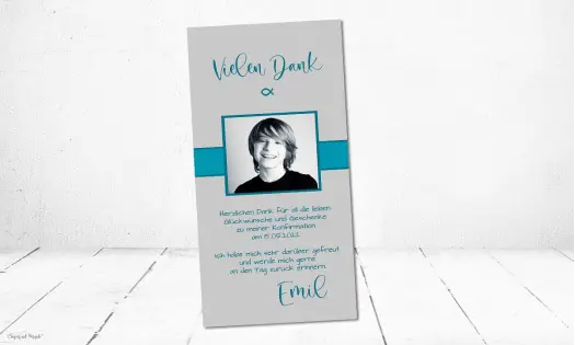 Dankeskarten Konfirmation türkis