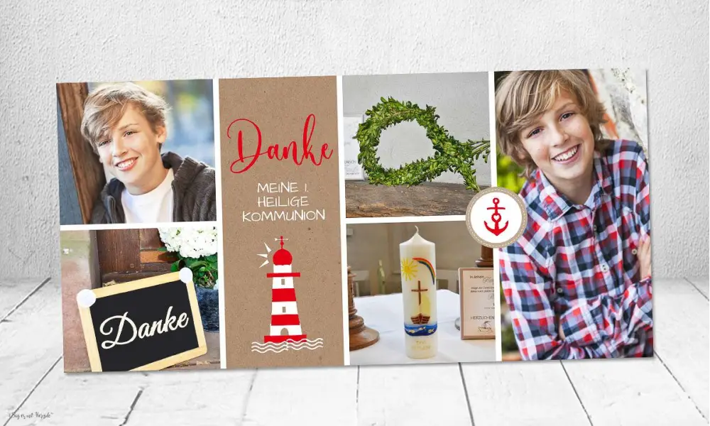 Dankeskarte Kommunion Leuchtturm