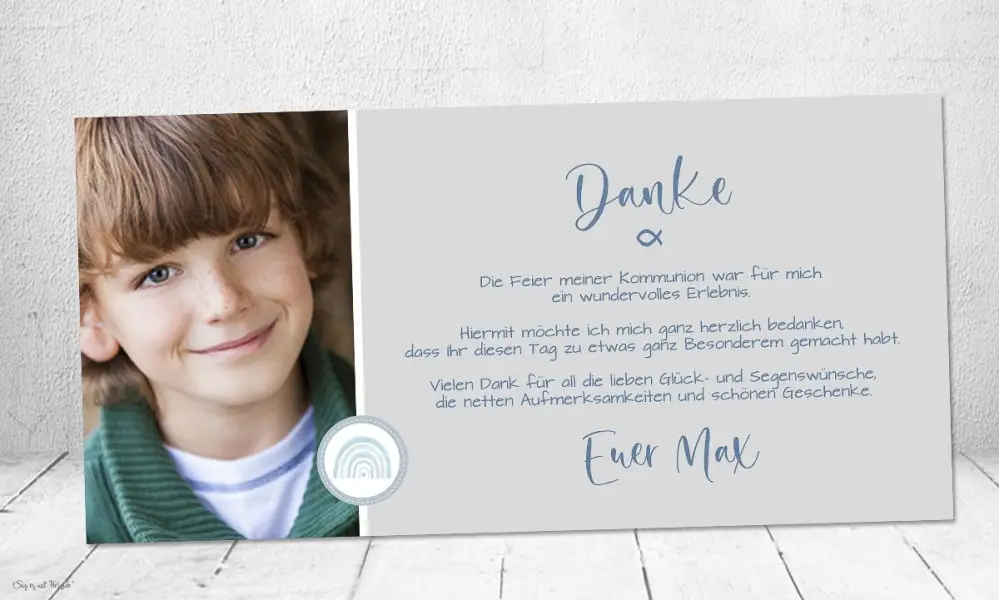 Danksagungskarten Kommunion mit mehreren Fotos