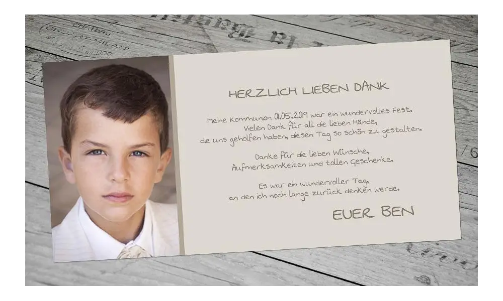 Dankeskarten Kommunion Junge