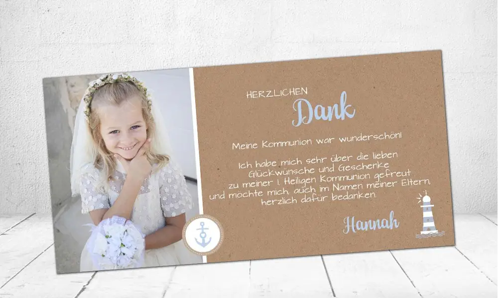 Danksagung Kommunion Kraftpapier