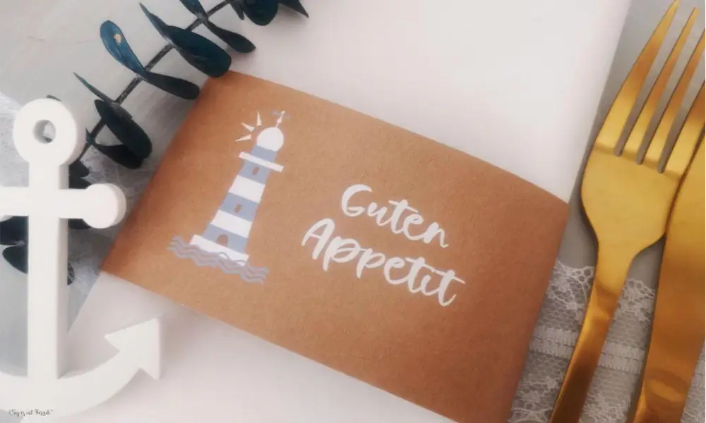 Servietten Banderole Kommunion Leuchtturm Kraftpapier
