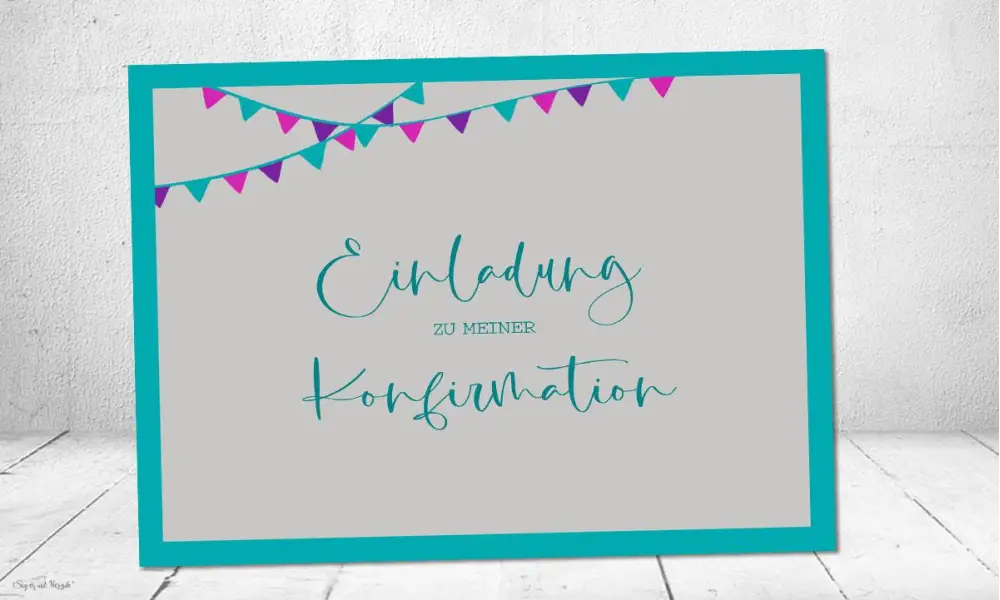 Einladungskarten Konfirmation türkis