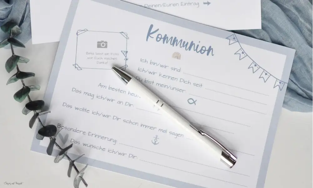 Gästebuch Karte Kommunion
