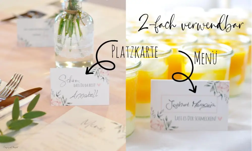 Platzkarte Tischkarte Namensschildchen zur Hochzeit