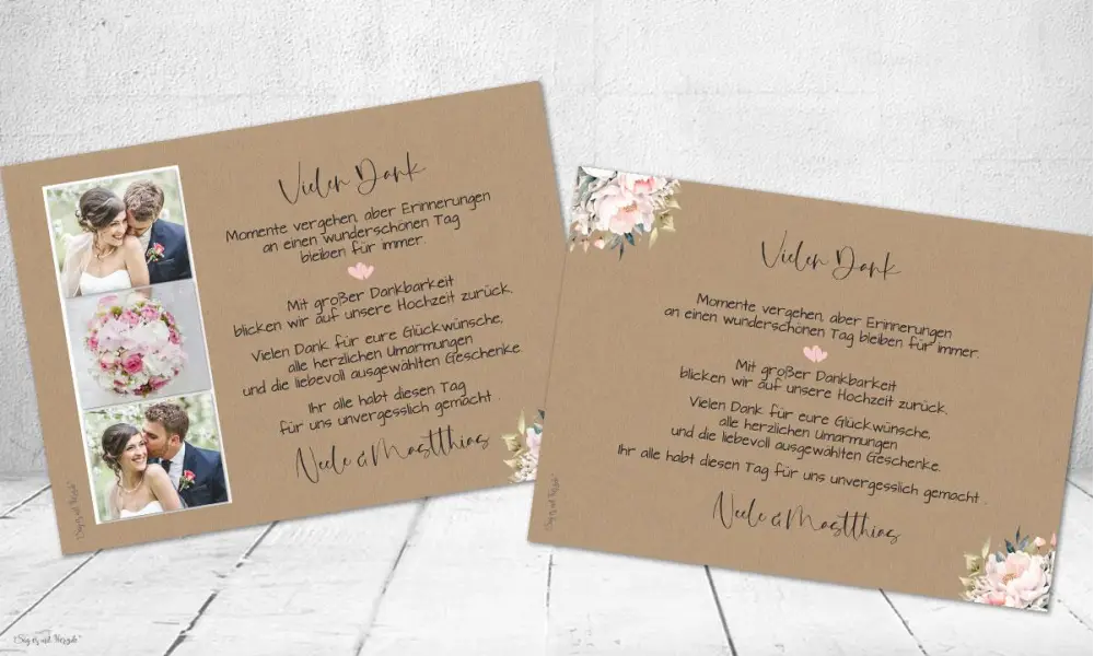 Danksagung Hochzeit Kraftpapier