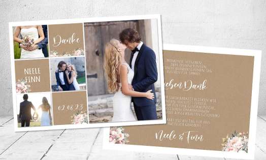 Dankeskarte Hochzeit Kraftpapier Collage