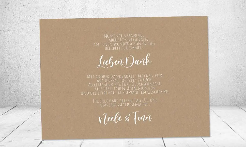 Danksagungen Hochzeit Kraftpapier