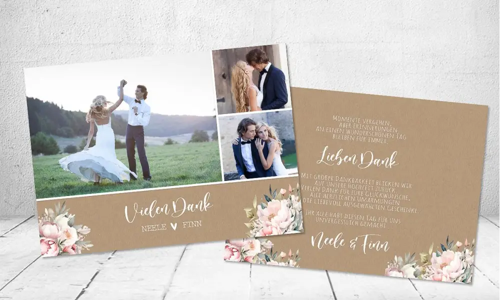 Dankeskarte Hochzeit Kraftpapier modern