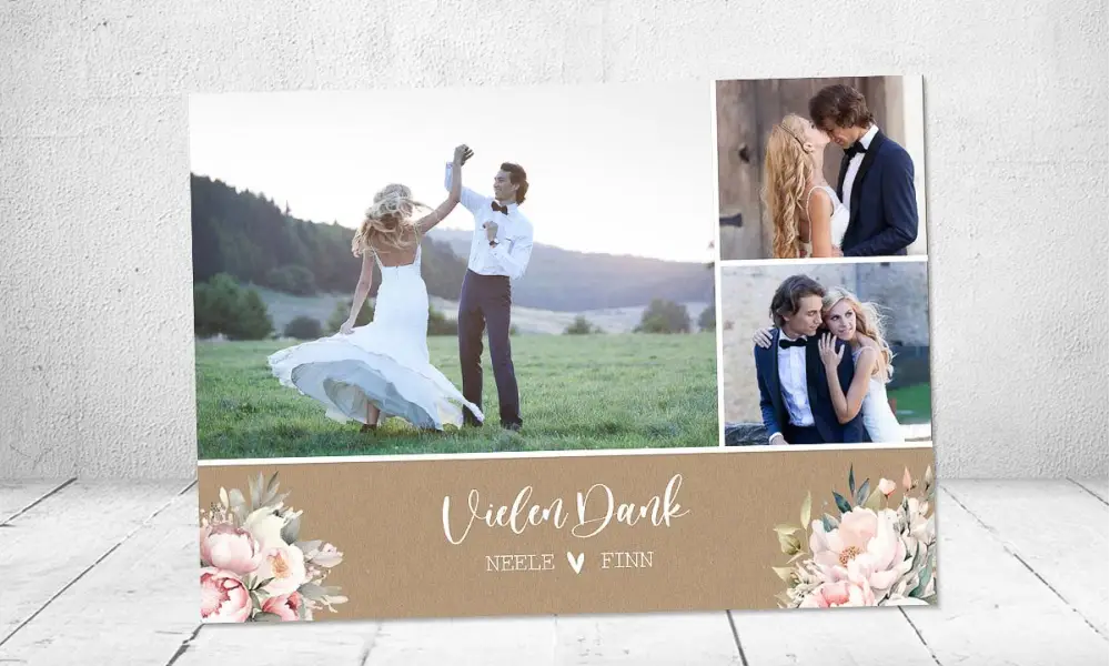Dankeskarte Hochzeit Kraftpapier modern