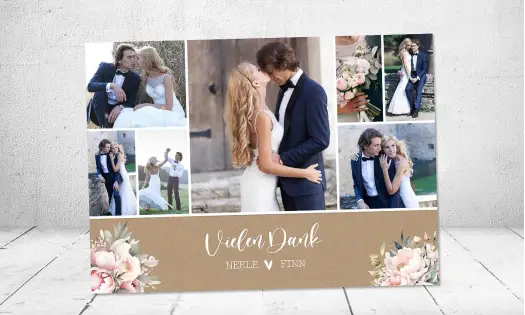 Danksagung Hochzeit Kraftpapier mit Bildern