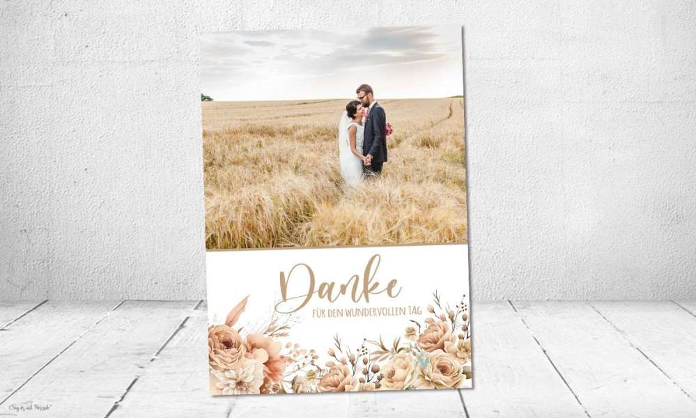 Dankeskarte Hochzeit floral