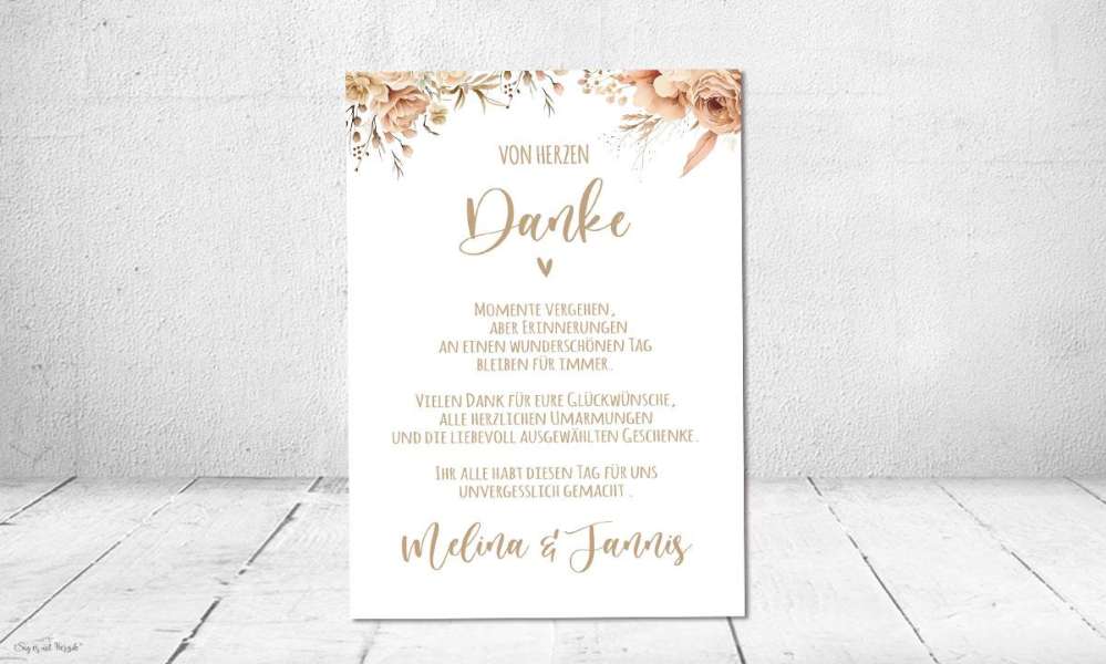 Dankeskarte Hochzeit floral