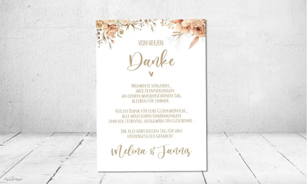 Dankeskarte Hochzeit floral