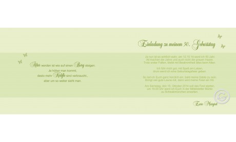 Einladung 50. Geburtstag, Klappkarte 10x15 cm, grün