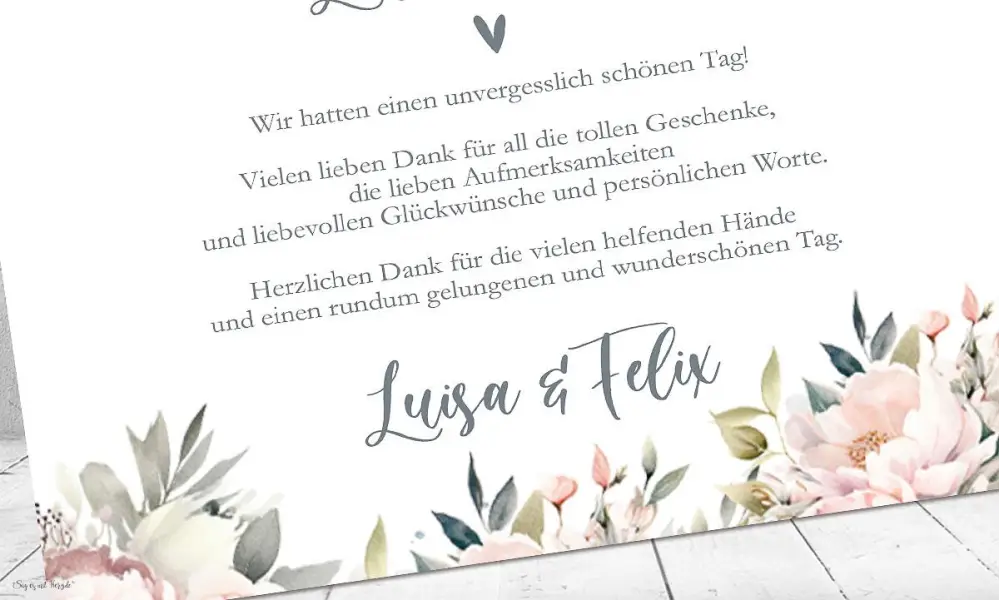 Danksagungskarten Hochzeit Collage