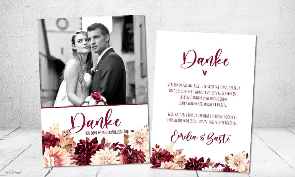 Dankeschön Karte Hochzeit rot