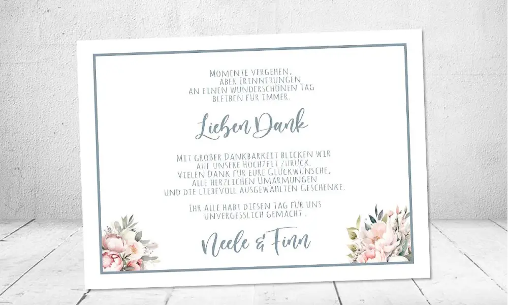 Dankeskarten Hochzeit Fotocollage taube