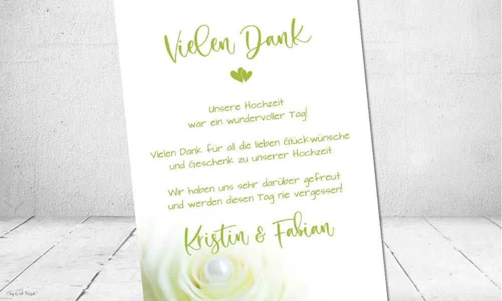 Dankeskarte Hochzeit grün weiß