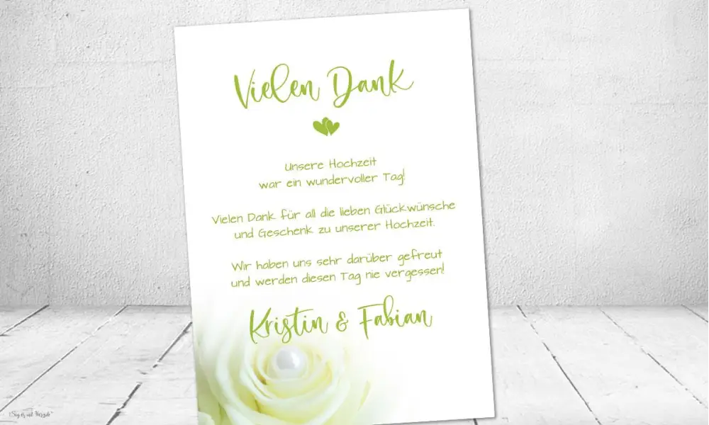 Dankeskarte Hochzeit grün weiß