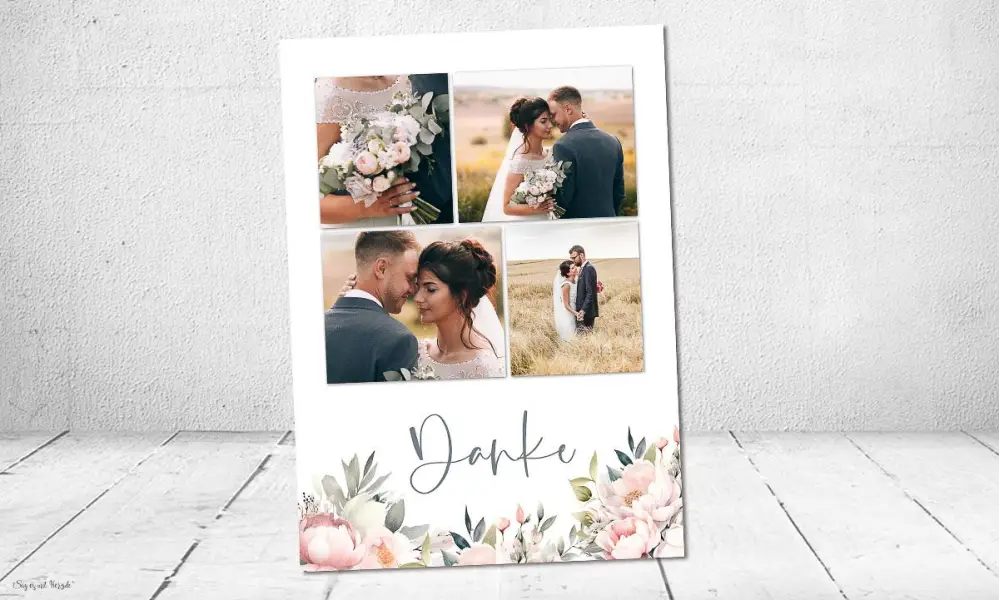 Dankeskarte Hochzeit mit Fotos