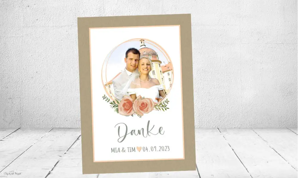 Dankeskarte Hochzeit Kraftpapier apricot