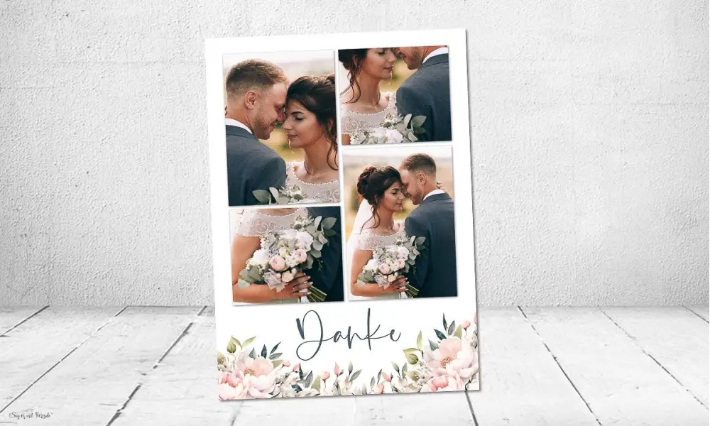 Danksagung Hochzeit Collage floral