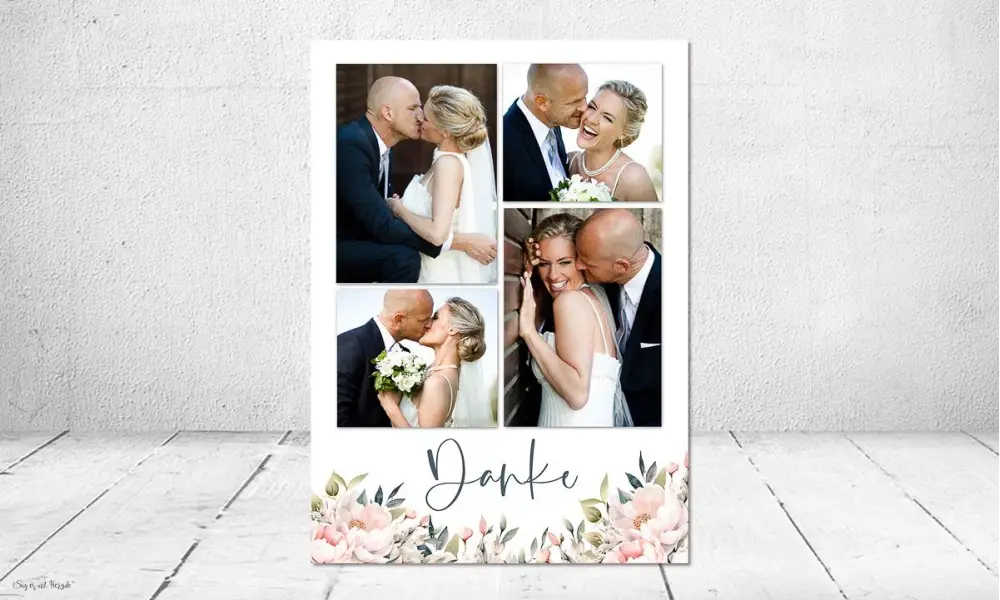 Danksagung Hochzeit Collage floral