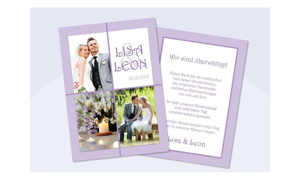 Danksagungskarte, Karte Hochzeit, flieder