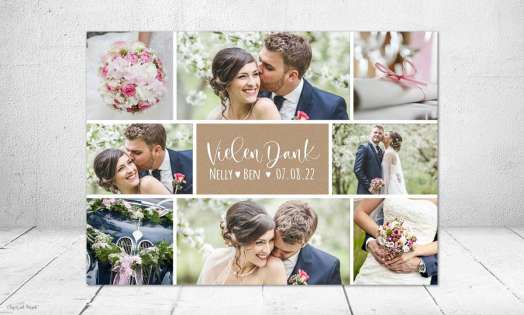 Danksagung Hochzeit Kraftpapier Collage