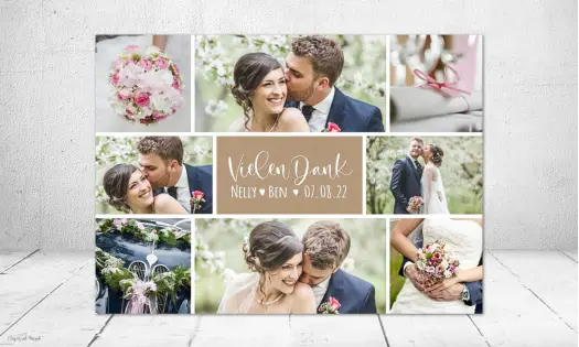 Danksagung Hochzeit Kraftpapier Collage