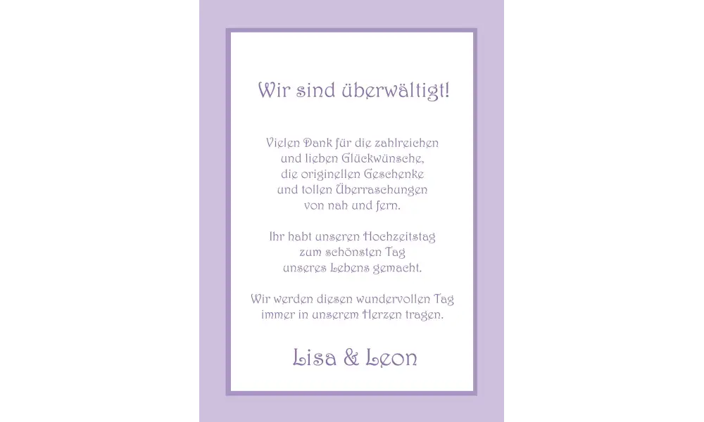 Danksagungskarte, Karte Hochzeit, flieder