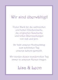 Danksagungskarte, Karte Hochzeit, flieder