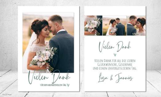 Danksagung Hochzeit Postkarte grün