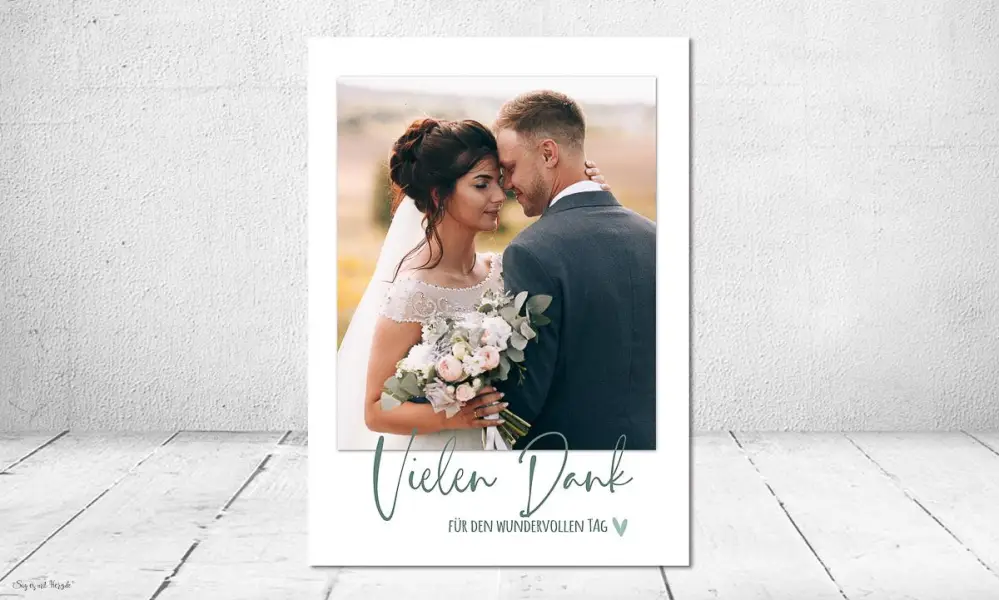Danksagung Hochzeit Postkarte grün