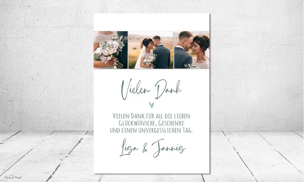 Danksagung Hochzeit Postkarte grün