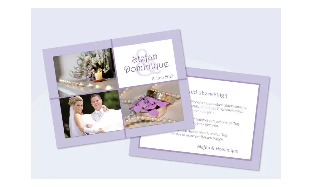 Danksagungskarte, Karte Hochzeit, flieder