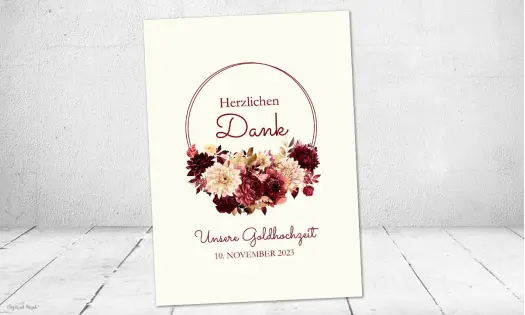 Danksagung Goldene Hochzeit creme rot