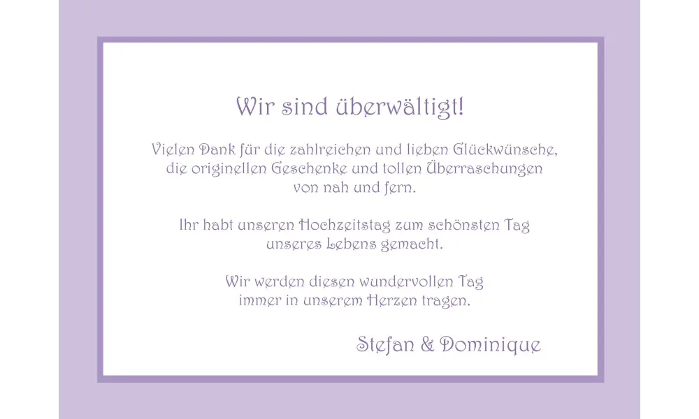 Danksagungskarte, Karte Hochzeit, flieder